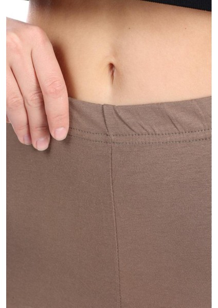 Süper Kalite Vizon Penye Pamuklu Likralı Diz Altı Kapri Tayt Yüksek Bel fırsatları