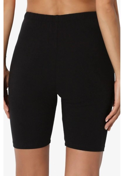 Süper Kalite Siyah Penye Pamuklu Likralı Diz Üstü Biker Tayt Yüksek Bel 404 fiyatları
