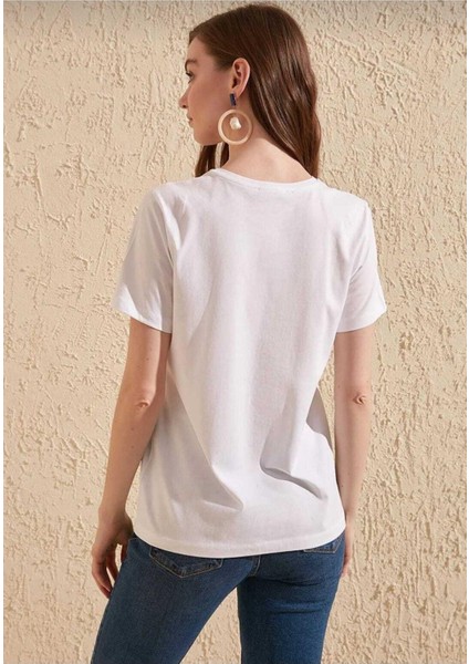 %100 Pamuk Süper Kalite Kadın Tişört Düz Renk Beyaz Bisiklet Yaka Organik Pamuk Penye T-Shirt indirimleri