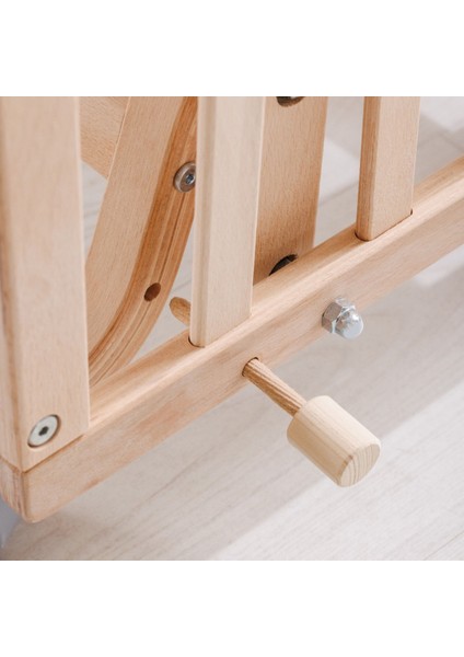 Bw 6050 - Tekerlekli Sallanır Sabitlenir Kademeli Anne Yanı Ahşap Bebek Beşik 70X130