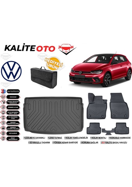 Volkswagen Polo 2025 Model Üst Bagaj Havuzu+Paspas Seti Profesyonel Serisi Hediyeli