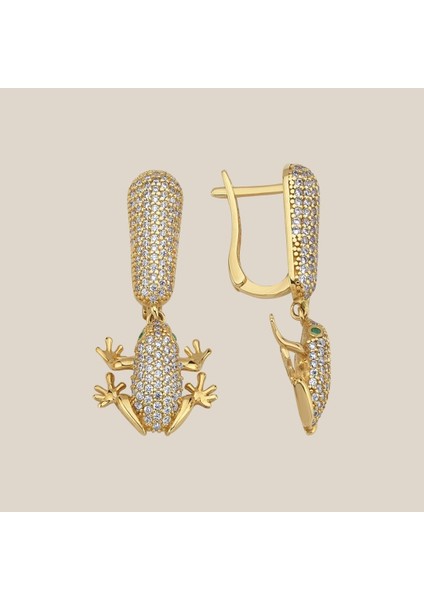 Kurbağa Altın Küpe