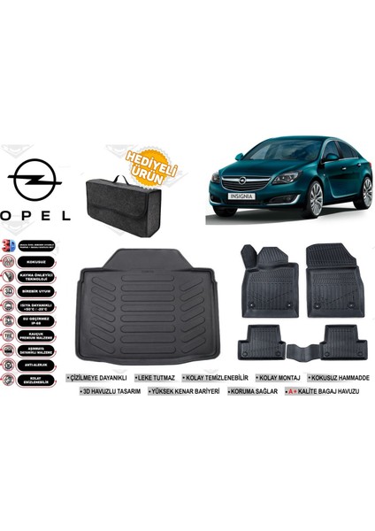 Opel Insıgnıa 2016 Model Bagaj Havuzu+Paspas Seti Profesyonel Serisi Hediyeli