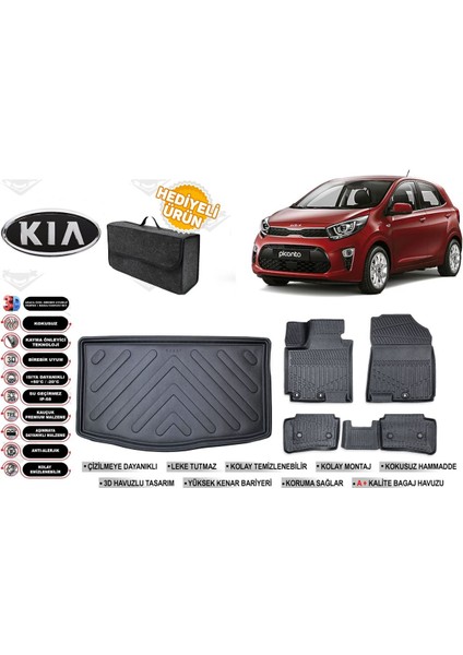 Kia Picanto 2012 Model Bagaj Havuzu+Paspas Seti Profesyonel Serisi Hediyeli