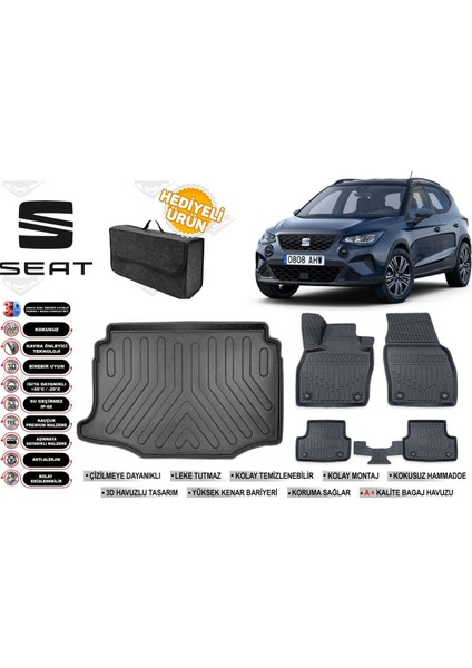 Seat Arona 2023 Model Alt Bagaj Havuzu+Paspas Seti Profesyonel Serisi Hediyeli