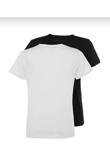 %100 Organik Pamuk 2`li Paket Soft Touch Kadın Tişört Siyah Beyaz Bisiklet Yaka Örme Penye T-Shirt modelleri