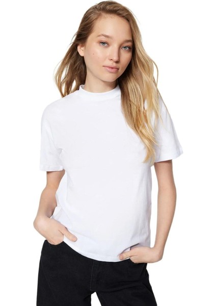 Siyah-Beyaz 2'li Paket %100 Organik Pamuk Basic Ribana'lı Dik Yaka Örme T-Shirt fiyatları