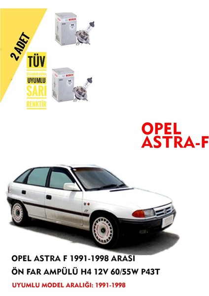 Opel Astra F 1991-1998 Arası Ön Far Ampül Takımı 2 Adet