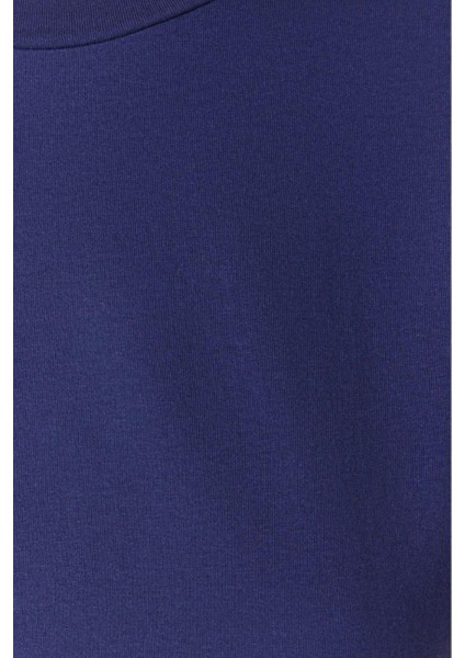 Lacivert %100 Pamuk Düğmeli Vatka Görünümlü Basic Bisiklet Yaka Örme T-Shirt fiyatları