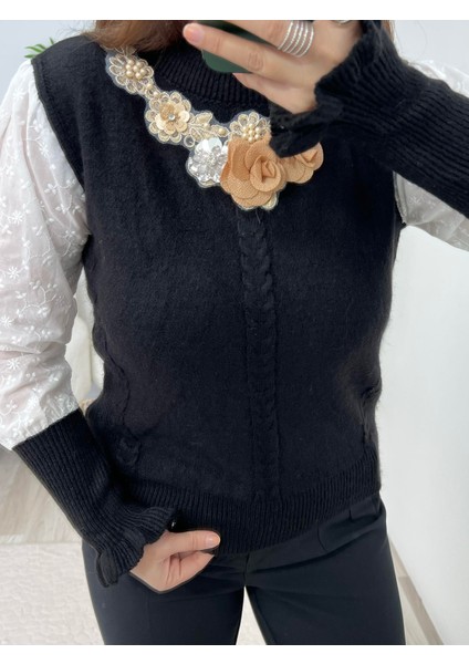 Çiçek İşleme Detaylı Fisto Geçişli kazak fiyatları