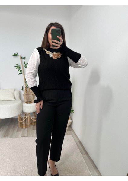 Çiçek İşleme Detaylı Fisto Geçişli kazak modelleri