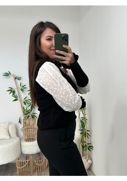 Çiçek İşleme Detaylı Fisto Geçişli kazak indirimleri