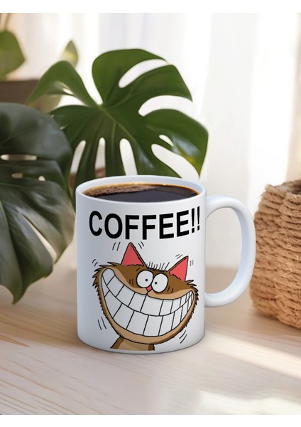Baskılı Kupa Bardak Seramik Mug - Coffeee
