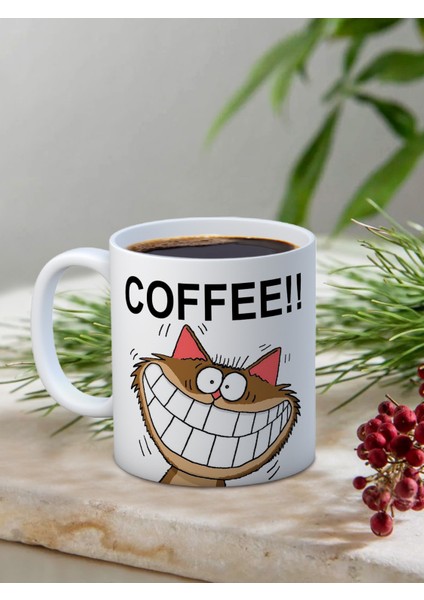 Baskılı Kupa Bardak Seramik Mug - Coffeee