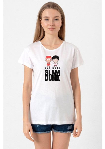 Slam Dunk First Slam Dunk Beyaz Kadın Bisikletyaka Tshirt