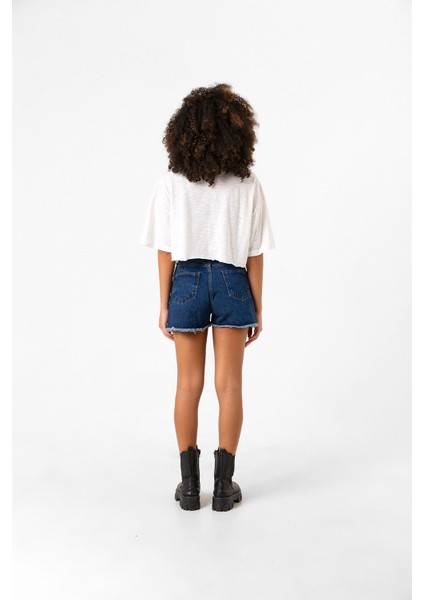 Happy New Year 2025 Essential Beyaz Kırçıllı Kadın Crop Tshirt indirimleri