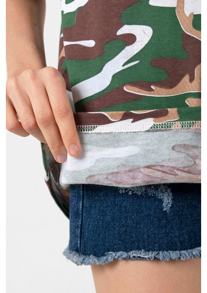 Suriye Yeni Bayrak Kamuflaj Kadın Oversize Tshirt fırsatları