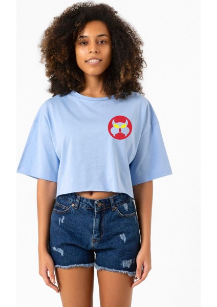 Inspector Gadget Mad Bebe Mavi Kadın Crop Tshirt