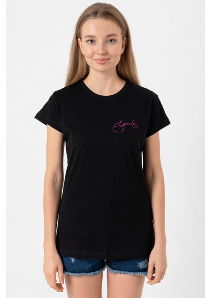 Blackpink Jennie Signature Siyah Kadın Tshirt