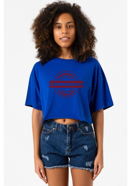 John Wick Continental Excommunicado Mavi Kadın Crop Tshirt