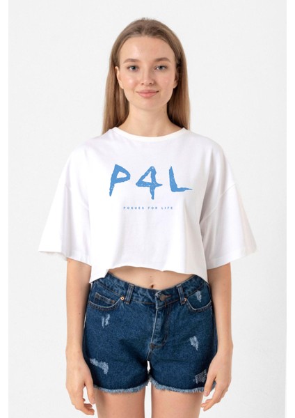 Outer Banks P4L Beyaz Kadın Crop Tshirt