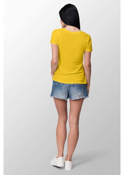 Baskılı Dar Kesim Kadın Sarı T-Shirt fiyatları