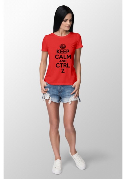Ctrl+Z Baskılı Dar Kesim Kadın Sarı T-Shirt
