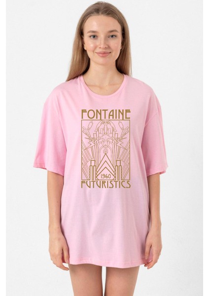 Bioshock Fontaine Futuristics Pembe Kadın Oversize Tshirt