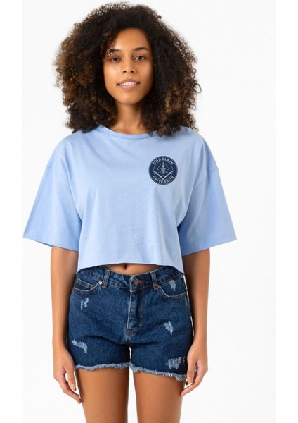 Gen V Godolkin University Emblem Bebe Mavi Kadın Crop Tshirt