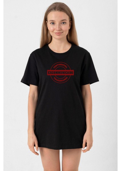 John Wick Continental Excommunicado Siyah Kadın Oversize Tshirt
