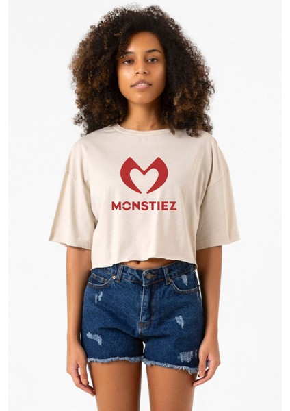 Babymonster Monstiez Bej Kadın Crop Tshirt