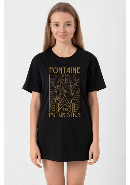 Bioshock Fontaine Futuristics Siyah Kadın Oversize Tshirt