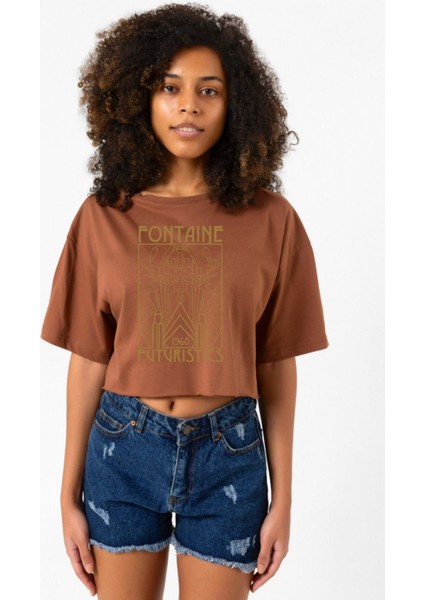 Bioshock Fontaine Futuristics Kahverengi Kadın Crop Tshirt