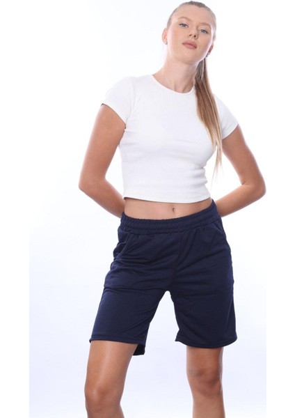 Kadın Lacivert 2 Iplik Cepli Şort fiyatları