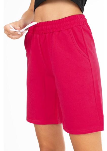 x Serüven %100 Pamuk Kadın Fuşya 2 Iplik Cepli Şort modelleri