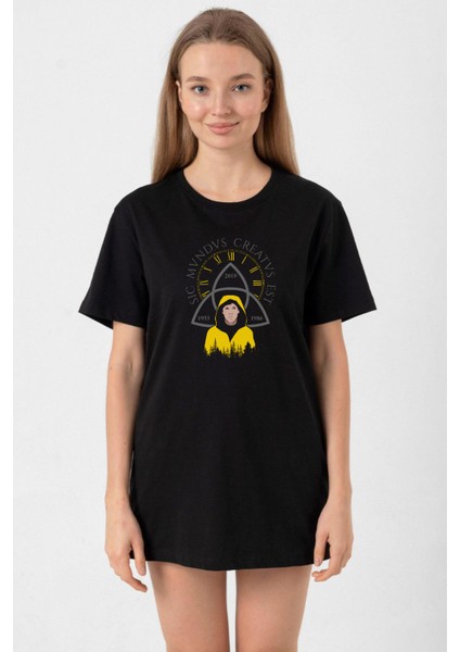 Dark Jonas Sic Mundus Creatus Est Siyah Kadın Oversize Tshirt