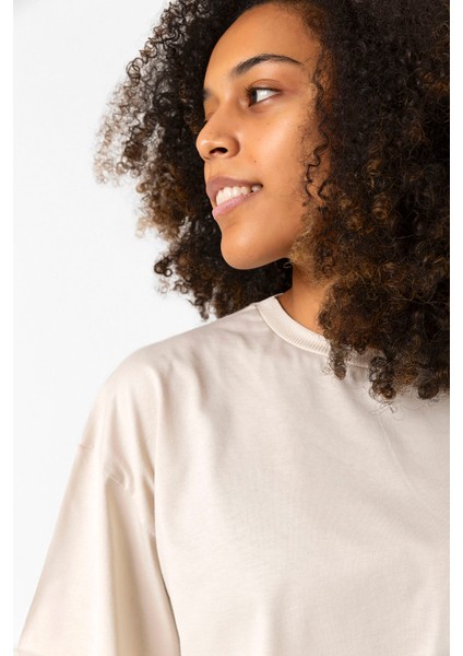 Dark No Future Bej Kadın Crop Tshirt