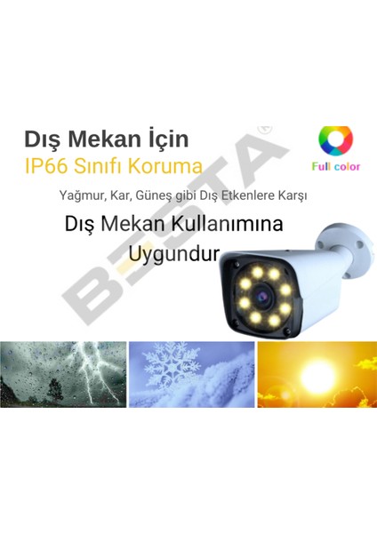 5mp Lens 2mp 1080P Warm LED 4 Kameralı 500GB Harddisk Dahil Güvenlik Kamerası Seti - ST-24500W