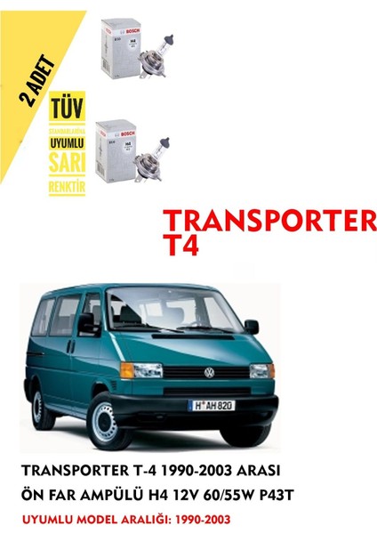 Transporter T4 1990-2003 Arası Ön Far Ampül Takımı 2 Adet