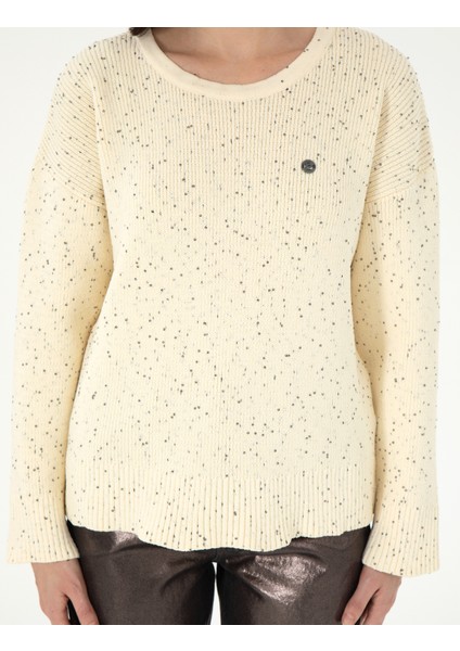 Kadın Ekru Comfort Fit Kazak 50290560-VR019