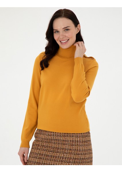 Kadın Safran Slim Fit Balıkçı Yaka Basic Kazak 50290579-VR043 modelleri