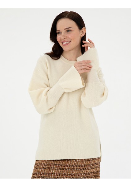 Kadın Ekru Regular Fit Yün Kazak 50296484-VR019 modelleri