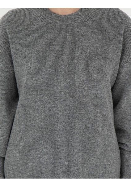 Kadın Gri Melanj Regular Fit Yün Kazak 50296484-VR086