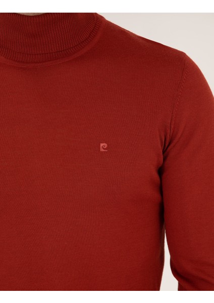 Erkek Kiremit Slim Fit Balıkçı Yaka Yün Karışımlı Basic Triko Kazak 50257302-VR031