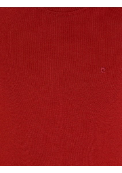 Erkek Kiremit Slim Fit Bisiklet Yaka Yün Karışımlı Basic Triko Kazak 50257301-VR031