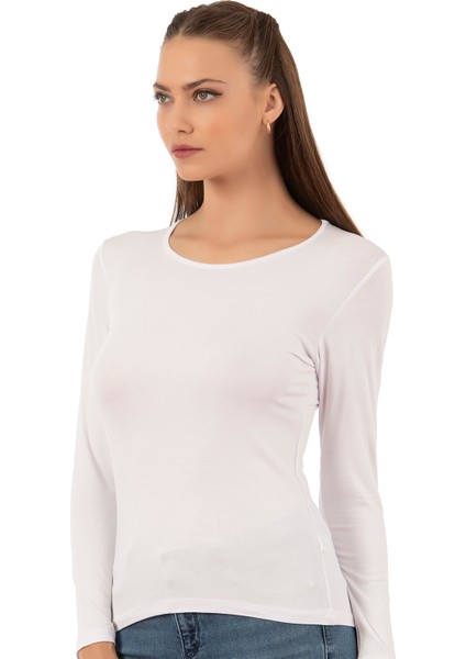 7124 Kadın Viskon Bisiklet Yaka Esnek Yumuşak Uzun Kol Fanila Tişört Body modelleri