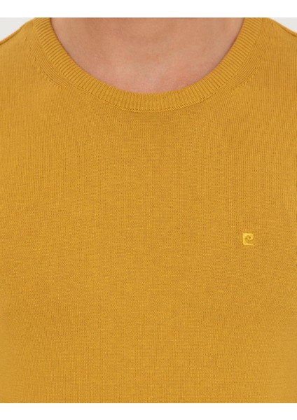 Erkek Hardal Slim Fit Bisiklet Yaka Basic Triko Kazak 50257290-VR072