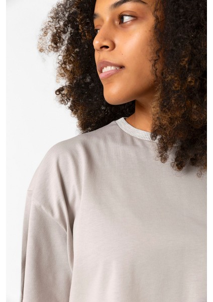 Bridgerton Pall Mall Logo Taş Rengi Kadın Crop Kapşonlu