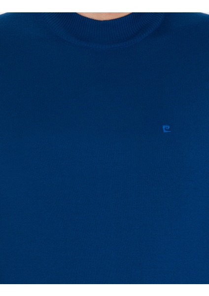 Erkek İndigo Slim Fit Bato Yaka Yün Karışımlı Basic Triko Kazak 50257311-VR106