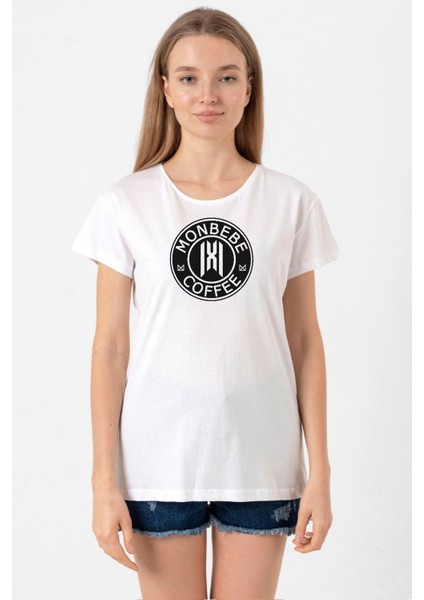 Monsta x Monbebe Coffee Beyaz Kadın Bisikletyaka Tshirt